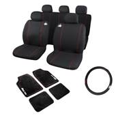 Housse de siege auto + tapis + couvre volant noir Black Star