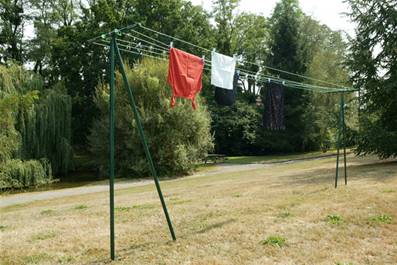 Etendoir à linge extérieur en T avec corde à linge (inclue)