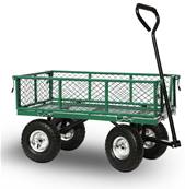 chariot de jardin avec roues gonflables et grille de protection