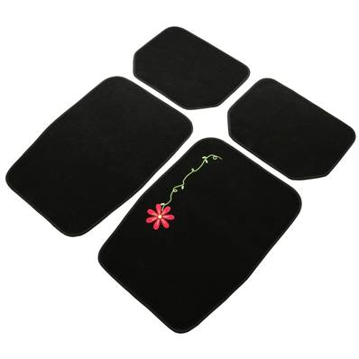 Tapis pour sol de voiture 4 pieces brodée fleur (Marguerite)