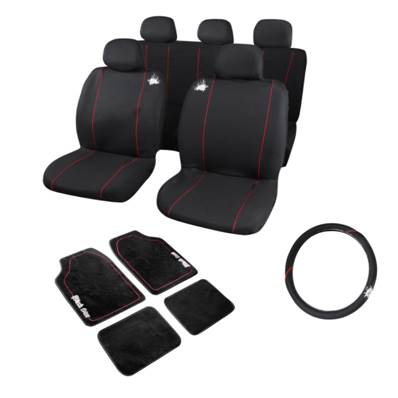 Housse de siege auto + tapis + couvre volant noir Black Star