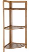 Etagere de rangement d'angle en bambou pour salle de bain