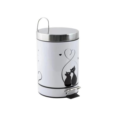 Poubelle à pédale inox 3 litres -  déco Amour de chat - the CAT