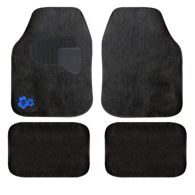 Tapis de sol pour voiture auto motif fleur hibiscus bleu