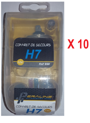 Lots de 10 coffrets de secours ampoules H7 12V pour voiture (5 ampoules différentes en H7)