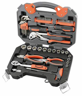 Malette coffret à outils 56 pieces vissage - percage - douille - pince