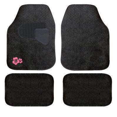 Tapis de sol voiture deco fleur rose (pour renault, peugeot...)