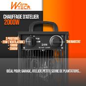 Chauffage d'atelier - chantier- PRO - 2000W - contour metal