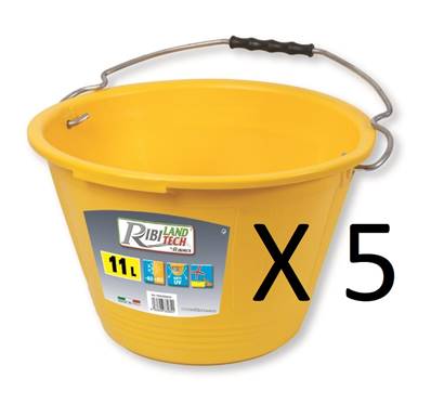 Lot de 5 seau de maçon professionnel 11 litres