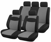 Housse pour siege de voiture 9 pieces design gris et noir