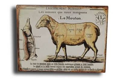 Plaque en metal ""le mouton"" type plaque de boucher